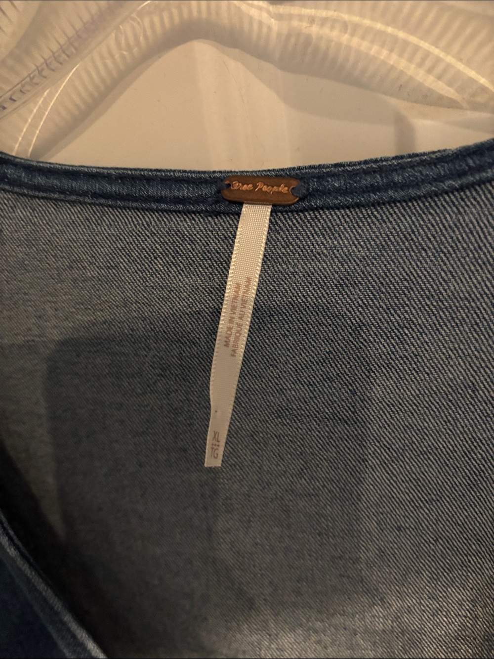 Free People Indigo Button-Front Denim V-Neck Top - Picture 2 of 4